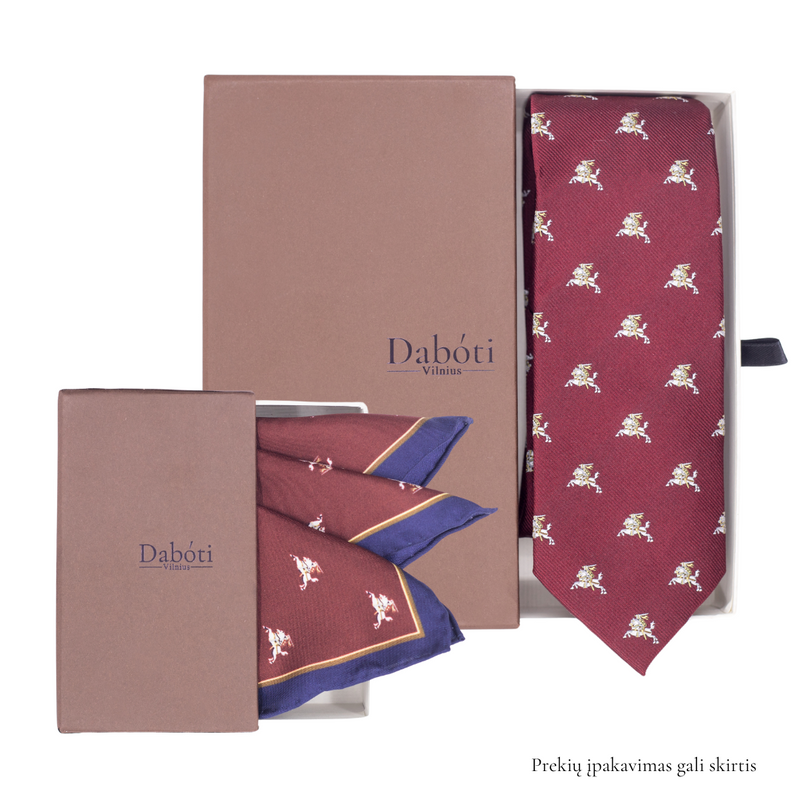 Rinkinys | Burgundiškojo kaklaraiščio su baltu Vyčiu ir Kišeninės nosinaitės