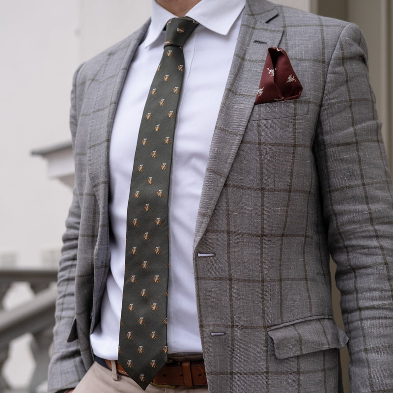 Tie | Olive green with Vytis on a brown horse