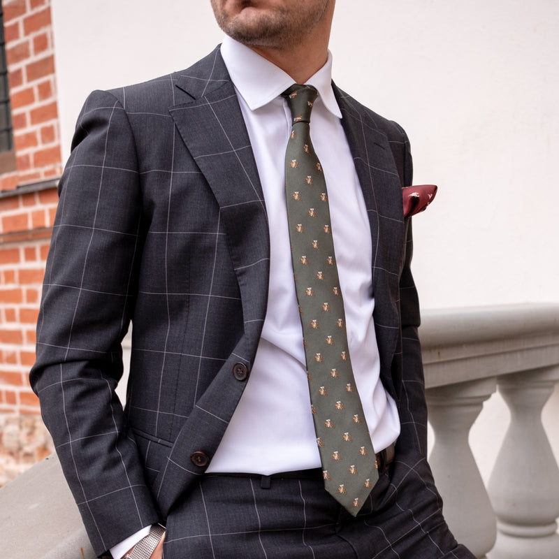 Tie | Olive green with Vytis on a brown horse