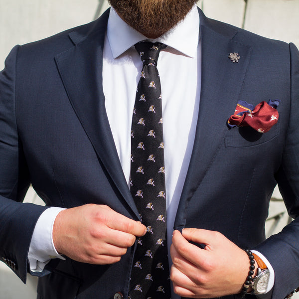 Kaklaraištis | Juodas su baltu Vyčiu