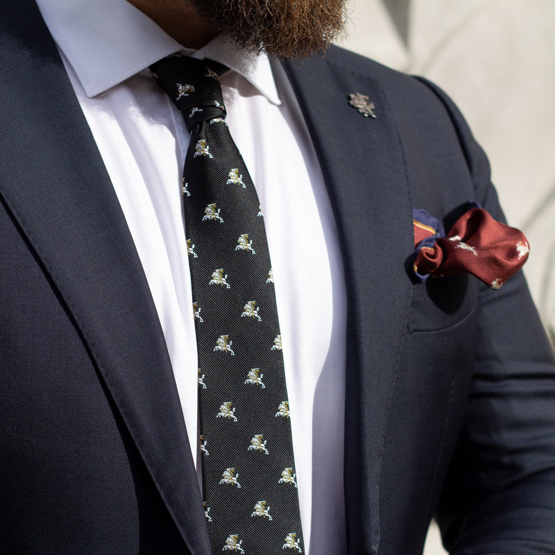 Kaklaraištis | Juodas su baltu Vyčiu