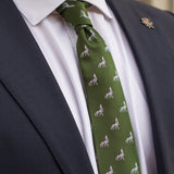 Tie | Olive green with silver Iron Wolf