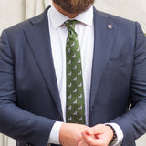 Tie | Olive green with silver Iron Wolf