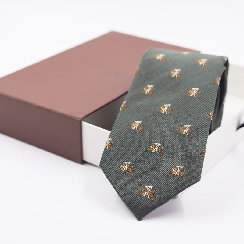 Tie | Olive green with Vytis on a brown horse
