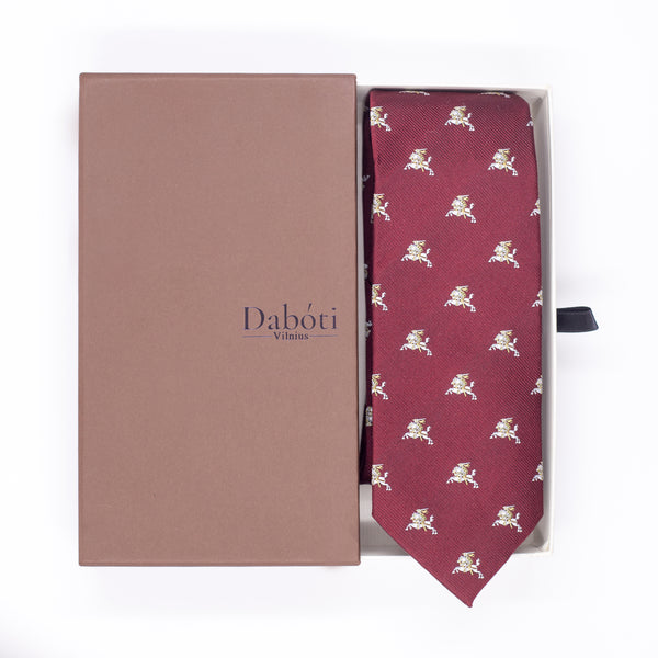 Ilgesnis Kaklaraištis | Burgundiškasis su baltu Vyčiu