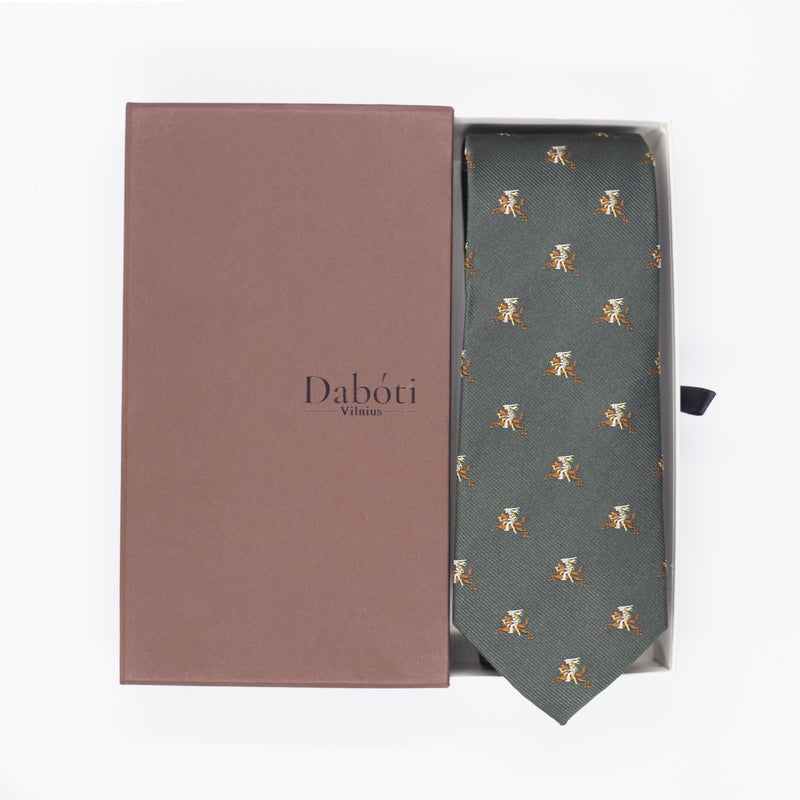 Tie | Olive green with Vytis on a brown horse