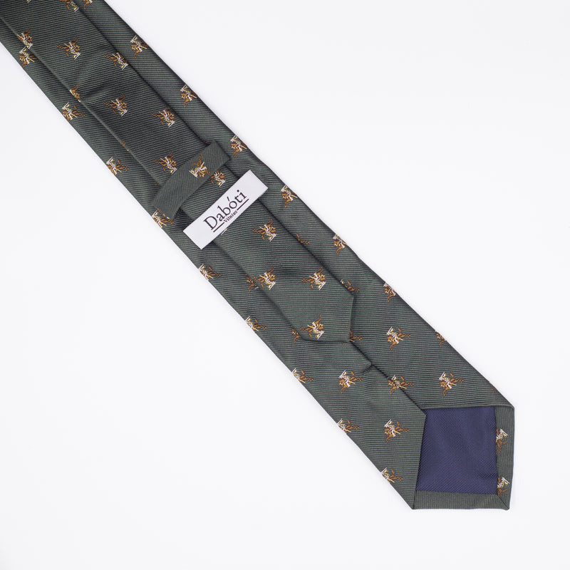 Tie | Olive green with Vytis on a brown horse