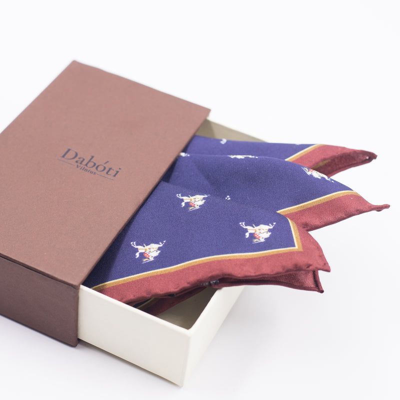 Pocket square | Navy blue with silver Vytis