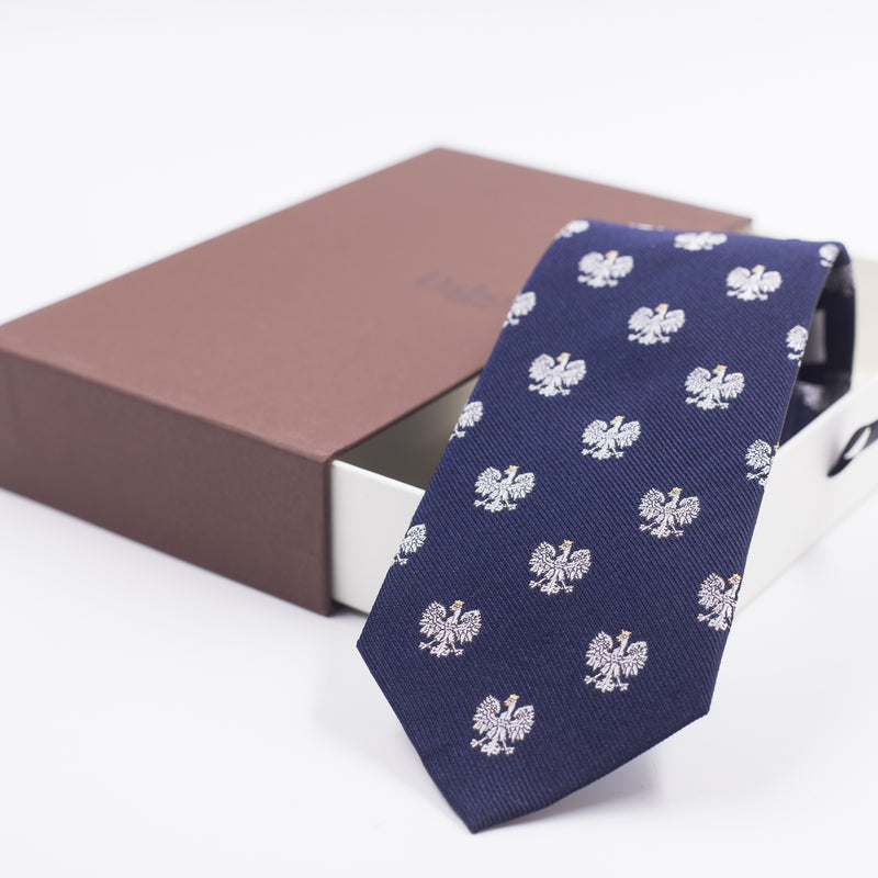 Tie | Navy blue with Polish white Eagle