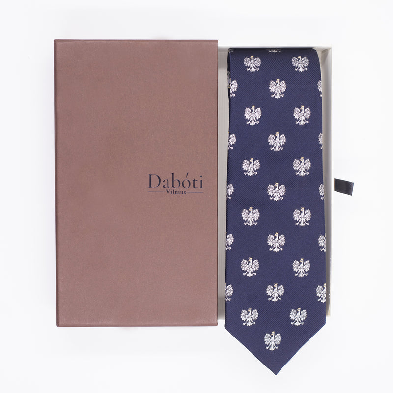 Tie | Navy blue with Polish white Eagle