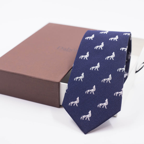 Tie | Navy blue with silver Iron Wolf