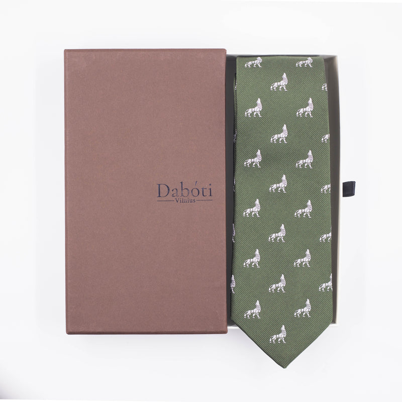 Kaklaraištis | Alyvuogių žalios su baltu Geležiniu vilku