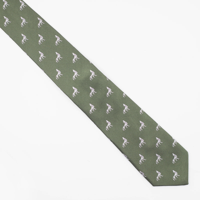 Tie | Olive green with silver Iron Wolf